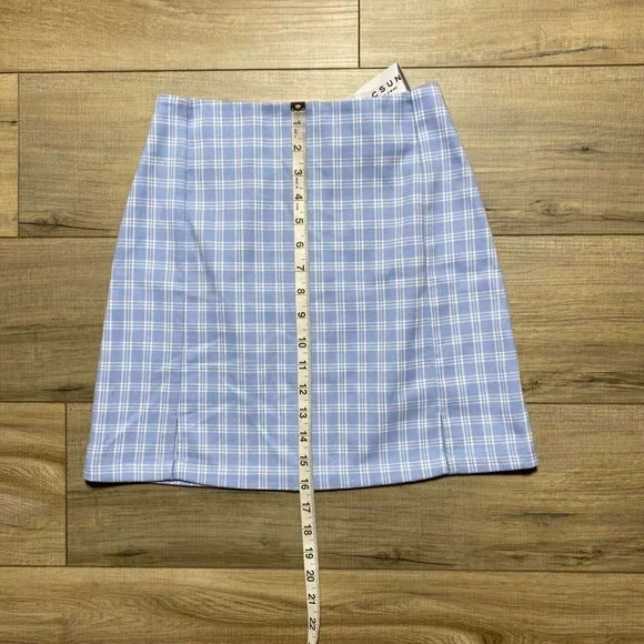 John Galt Pacsun Womens Plaid Mini Skirt Light Blue And White See Measurements‎ - Picture 4 of 11